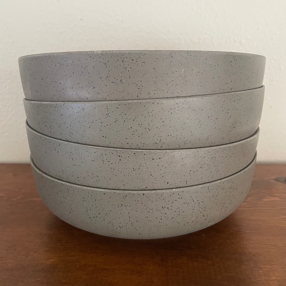 World Market Bowls 4 RARE Speckled Gray Unbreakable Plastic Durable Cereal Salad